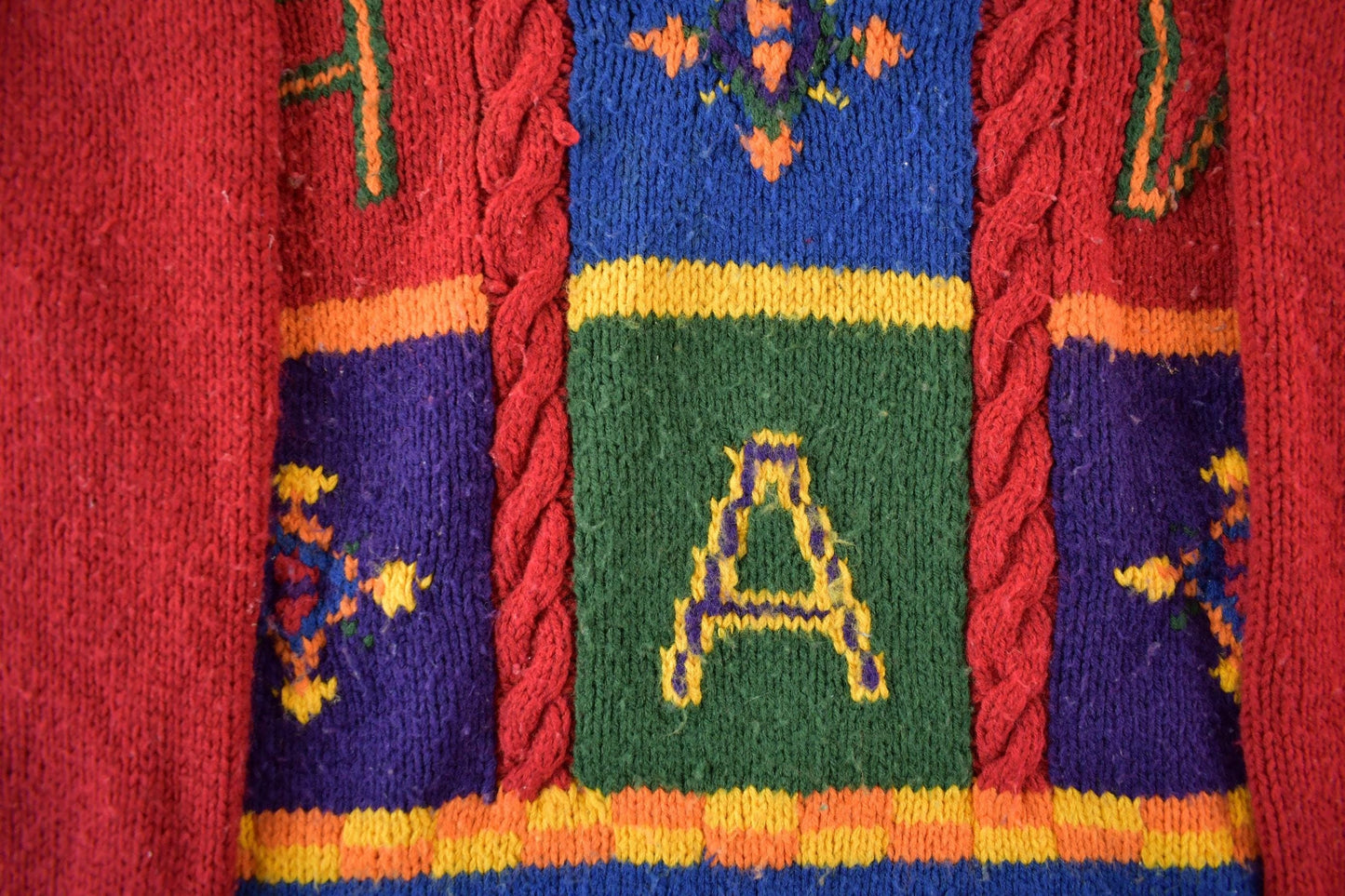 Vintage 1990s Karer Knit Abstract Pattern Crewneck Sweater Women's Large from propervintagecanada