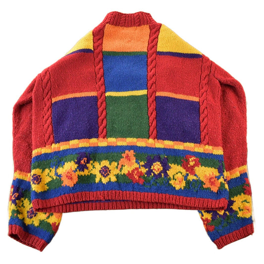 Vintage 1990s Karer Knit Abstract Pattern Crewneck Sweater Women's Large from propervintagecanada