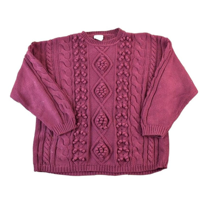 Vintage 1990s Kari 3D Colored Cable Knit Crewneck Sweater from propervintagecanada