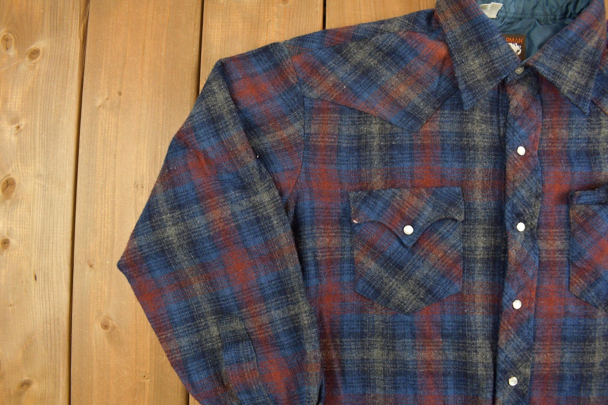 Vintage 1990s Karman Flannel Button Up Western Shirt Men's Large from propervintagecanada