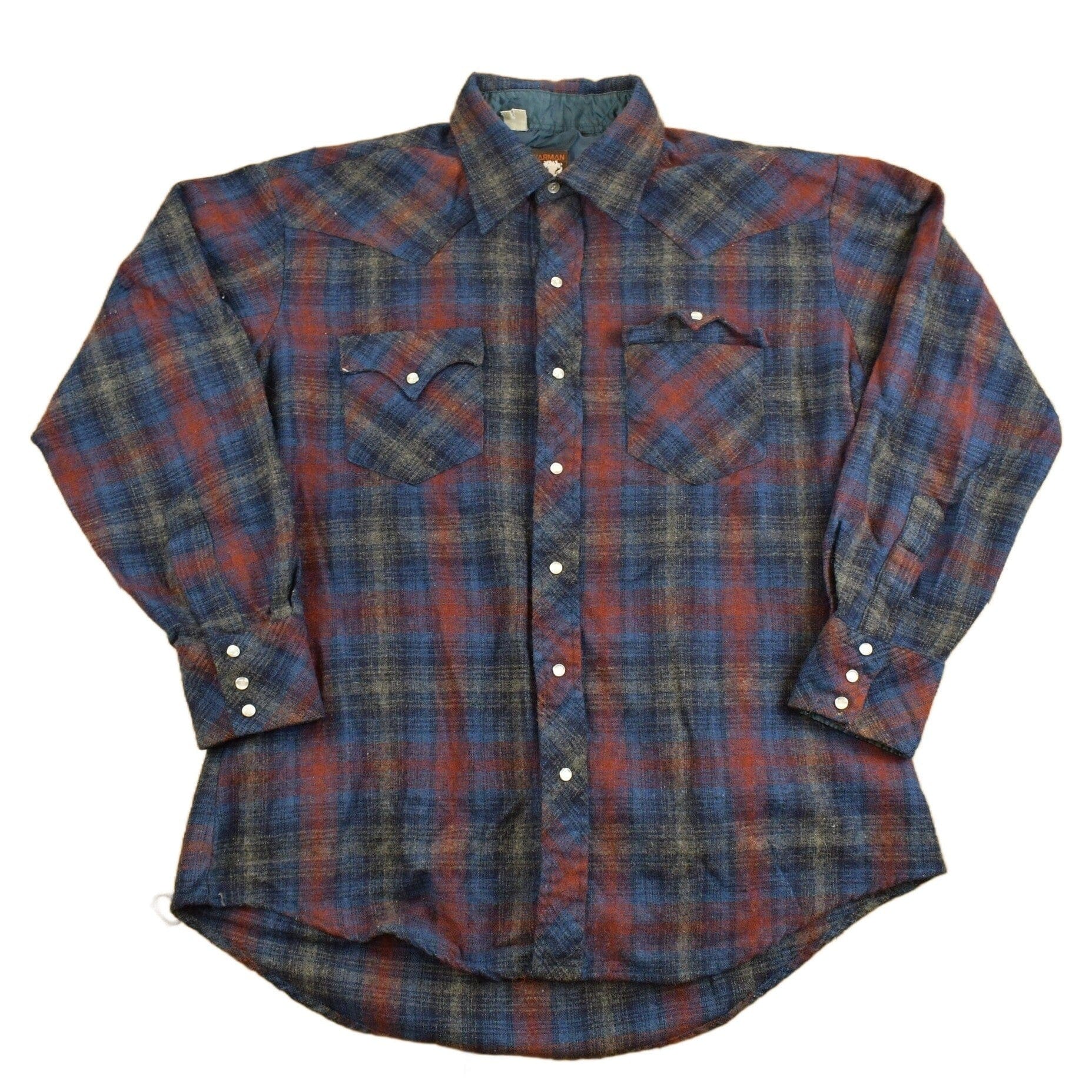 Vintage 1990s Karman Flannel Button Up Western Shirt Men's Large from propervintagecanada