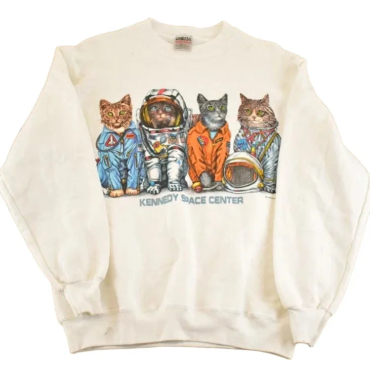 Vintage 1990s Kennedy Space Center Astrocat FAB Souvenir Crewneck Sweatshirt Men's M from propervintagecanada