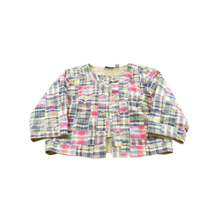 Vintage 1990s Keren Hart Patchwork Plaid Jacket Women's L from propervintagecanada
