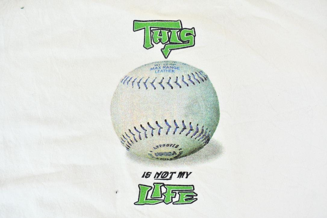 Vintage 1990s Kerusso Activewear Softball is my Game but Jesus is my Life Graphic T-Shirt Men's XL from propervintagecanada