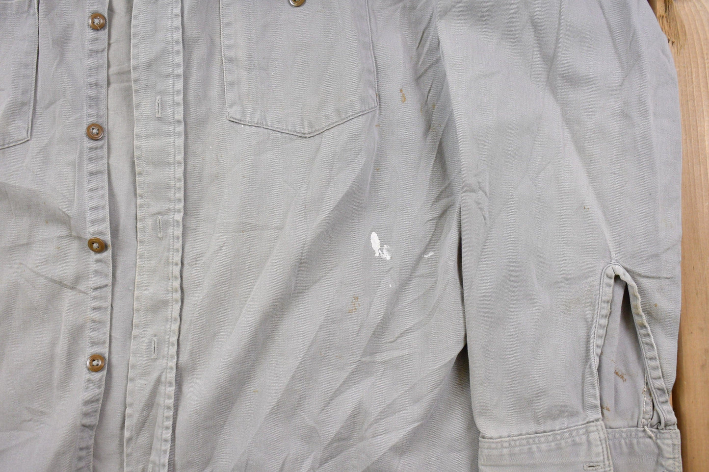 Vintage 1990s Key Imperial Paint Splatter Button Up Shirt Men's XL from propervintagecanada