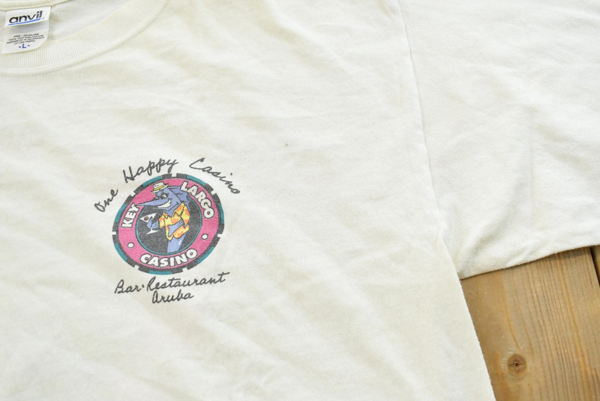 Vintage 1990s Key Largo Casino Souvenir Graphic Print T-Shirt Mens L from propervintagecanada