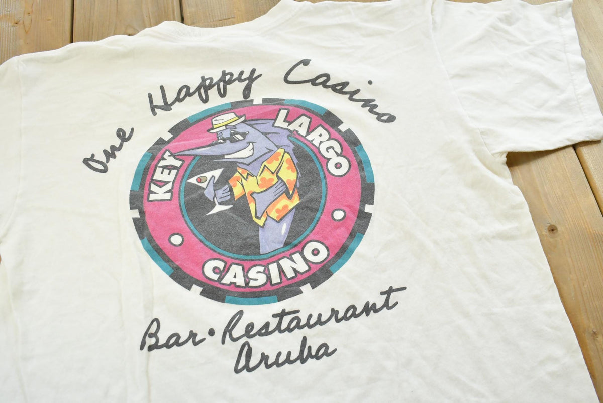 Vintage 1990s Key Largo Casino Souvenir Graphic Print T-Shirt Mens L from propervintagecanada