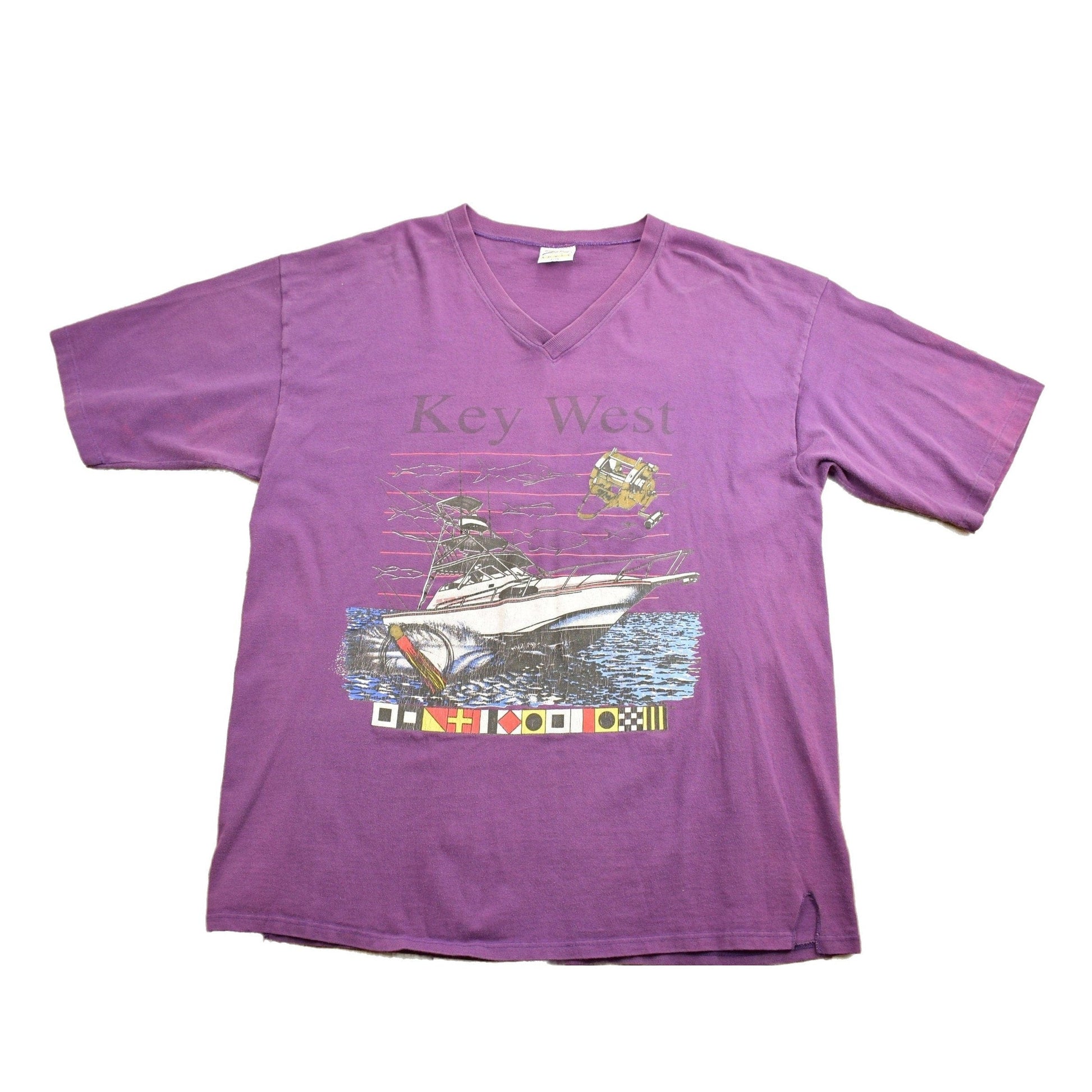 Vintage 1990s Key West Florida Sail Boat Souvenir T Shirt Men's XL from propervintagecanada
