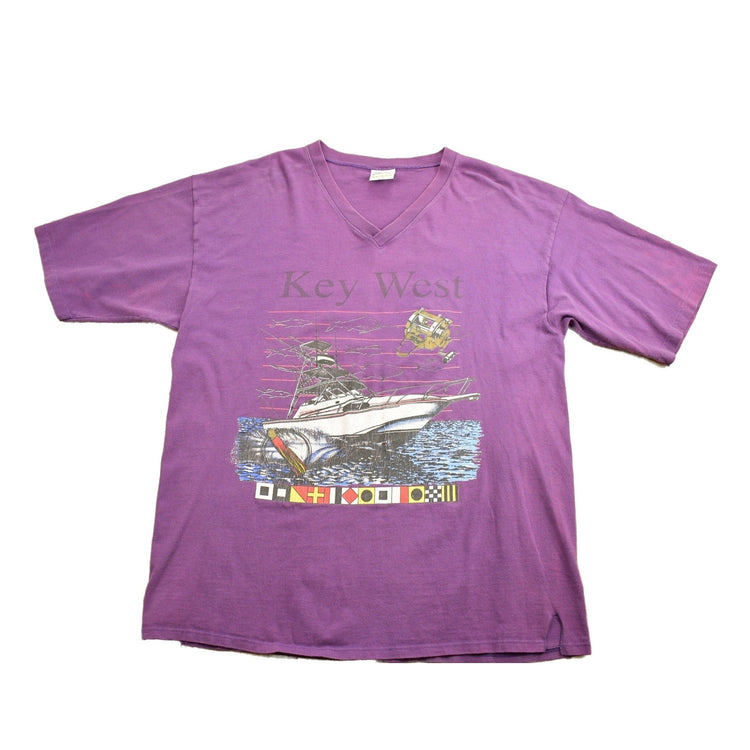 Vintage 1990s Key West Florida Sail Boat Souvenir T Shirt Men's XL from propervintagecanada