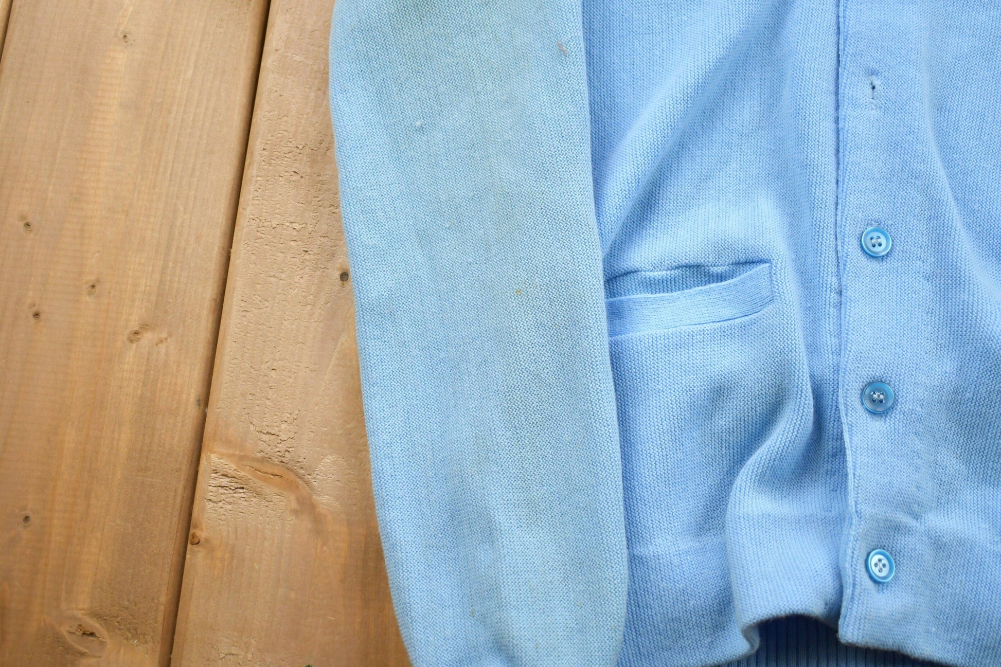Vintage 1990s King Sport Light Blue Knitted Cardigan Sweater Men's Small from propervintagecanada