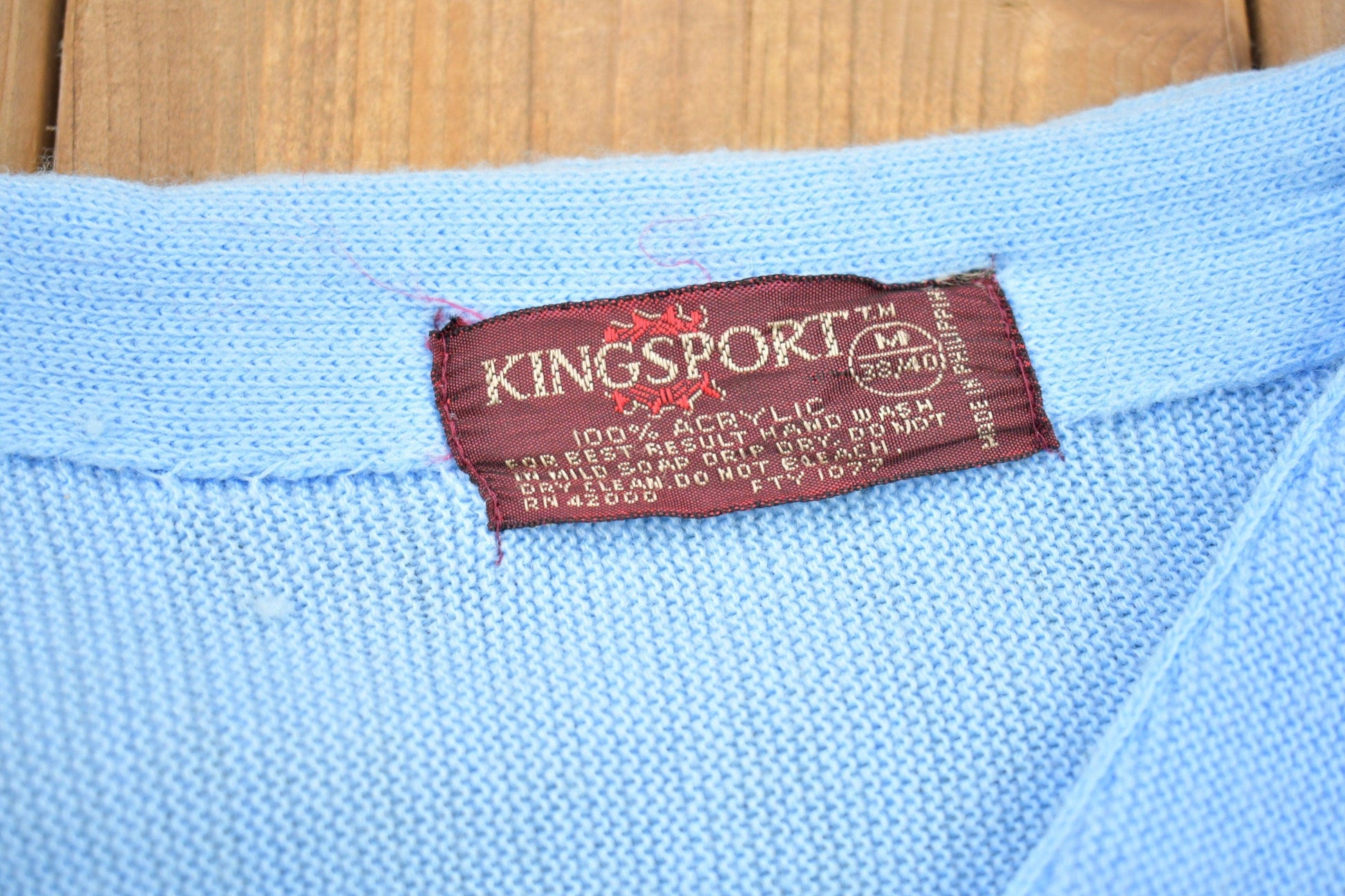 Vintage 1990s King Sport Light Blue Knitted Cardigan Sweater Men's Small from propervintagecanada