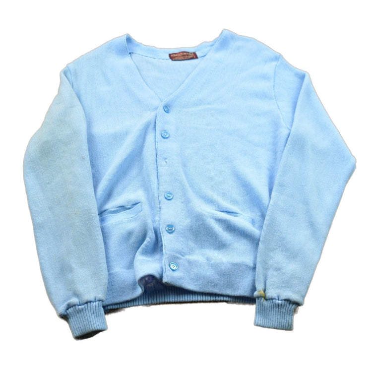 Vintage 1990s King Sport Light Blue Knitted Cardigan Sweater Men's Small from propervintagecanada