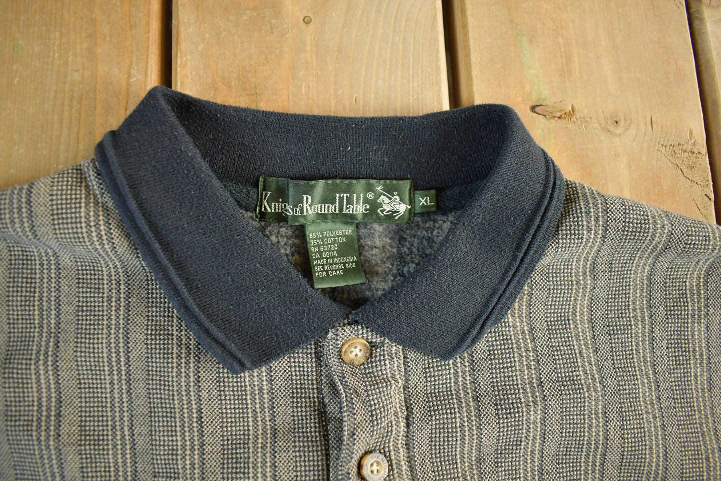 Vintage 1990s Knights At Round Table Tall Striped Button Up Sweatshirt Men's Large from propervintagecanada