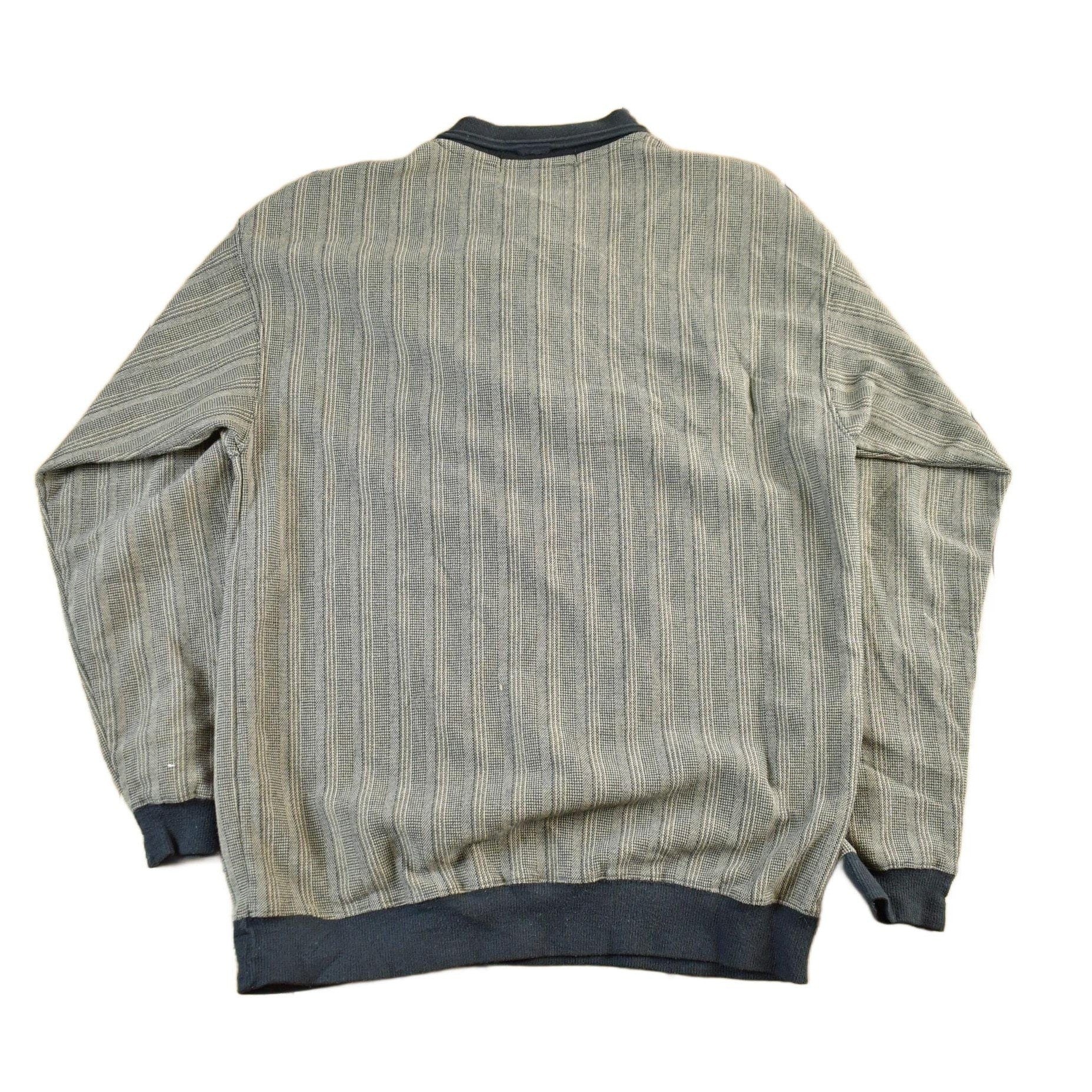 Vintage 1990s Knights At Round Table Tall Striped Button Up Sweatshirt Men's Large from propervintagecanada