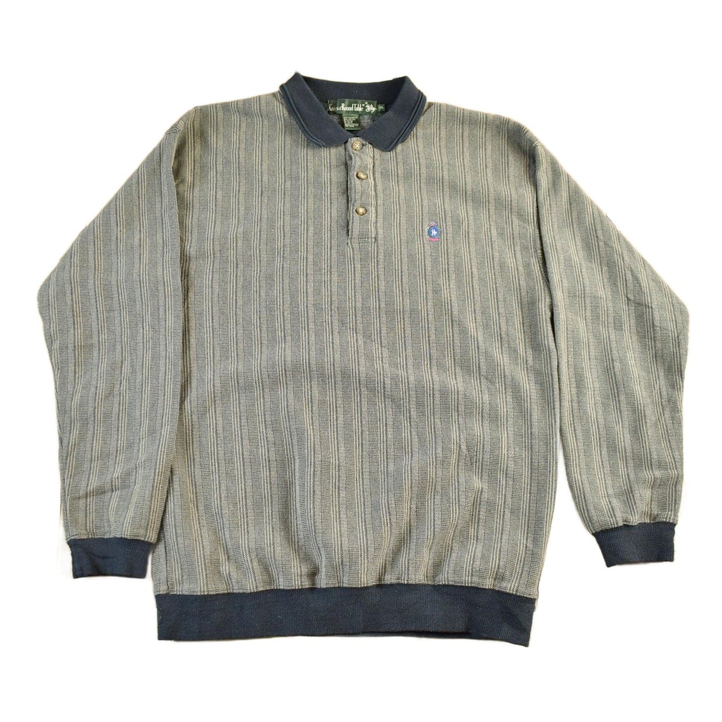 Vintage 1990s Knights At Round Table Tall Striped Button Up Sweatshirt Men's Large from propervintagecanada