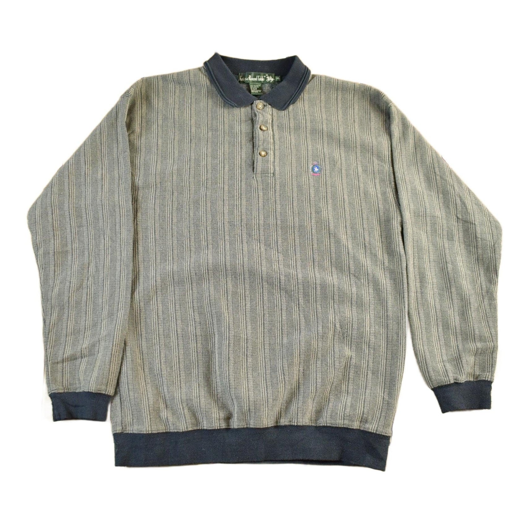 Vintage 1990s Knights At Round Table Tall Striped Button Up Sweatshirt Men's Large from propervintagecanada