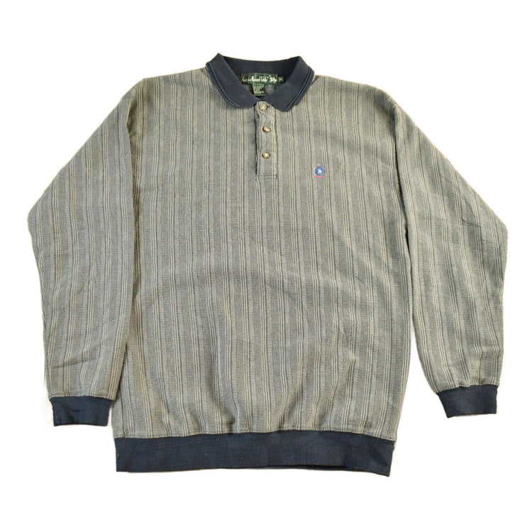 Vintage 1990s Knights At Round Table Tall Striped Button Up Sweatshirt Men's Large from propervintagecanada