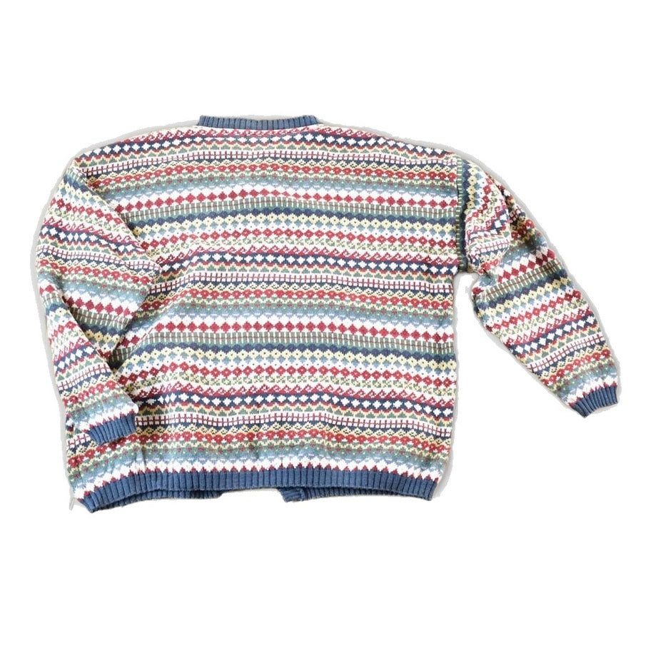 Vintage 1990s Knit Abstract Pattern Button Up Crewneck Sweater Womens XL from propervintagecanada