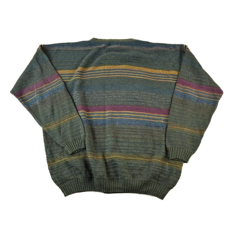Vintage 1990s Knit Abstract Pattern Crewneck Sweater Men's 2XL from propervintagecanada
