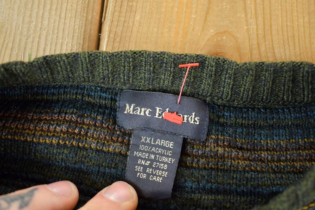 Vintage 1990s Knit Abstract Pattern Crewneck Sweater Men's 2XL from propervintagecanada