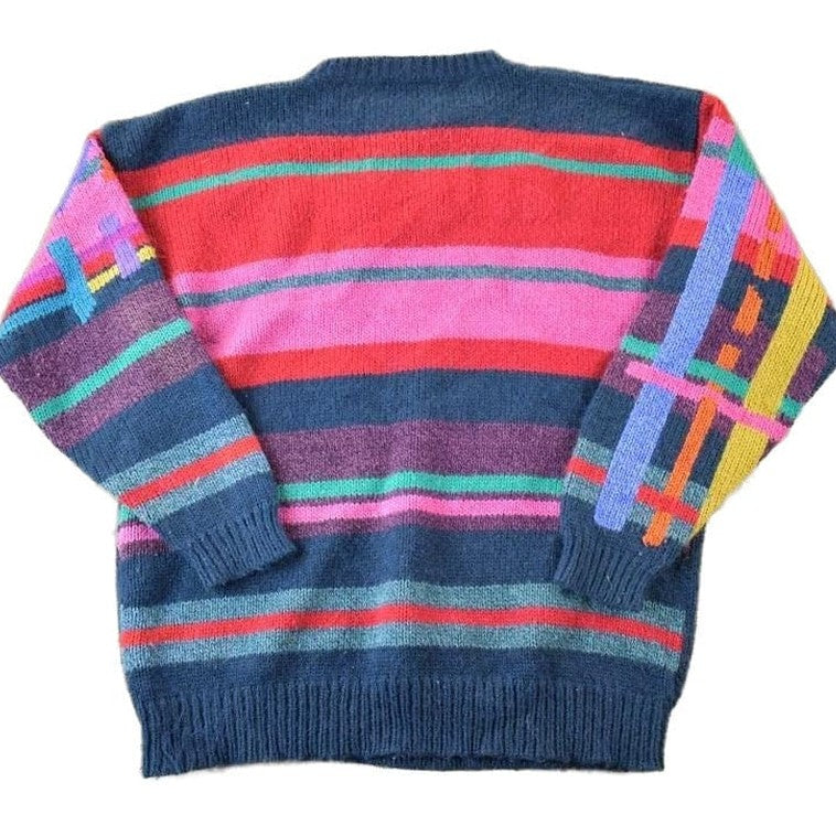Vintage 1990s Knit Abstract Pattern Crewneck Sweater Men's Large from propervintagecanada