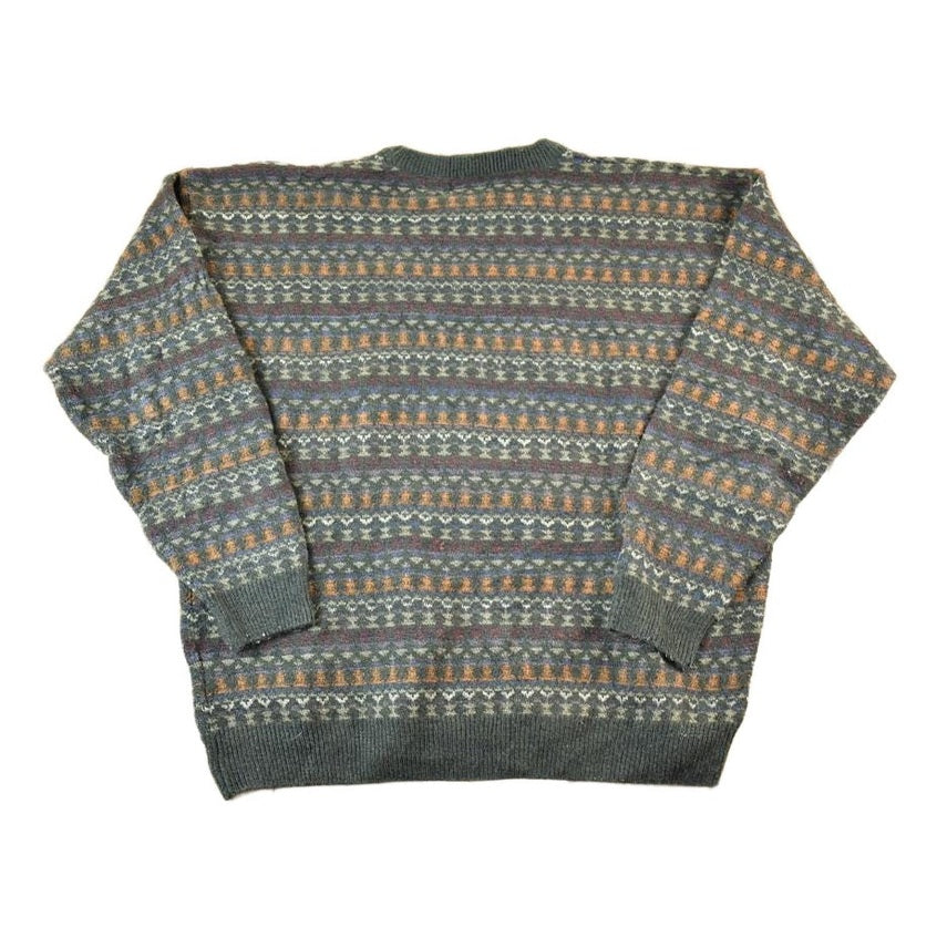 Vintage 1990s Knit Abstract Pattern Crewneck Sweater Mens M from propervintagecanada