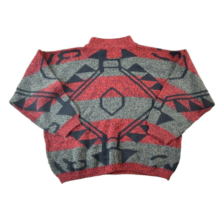 Vintage 1990s Knit Abstract Pattern Crewneck Sweater Mens Medium from propervintagecanada