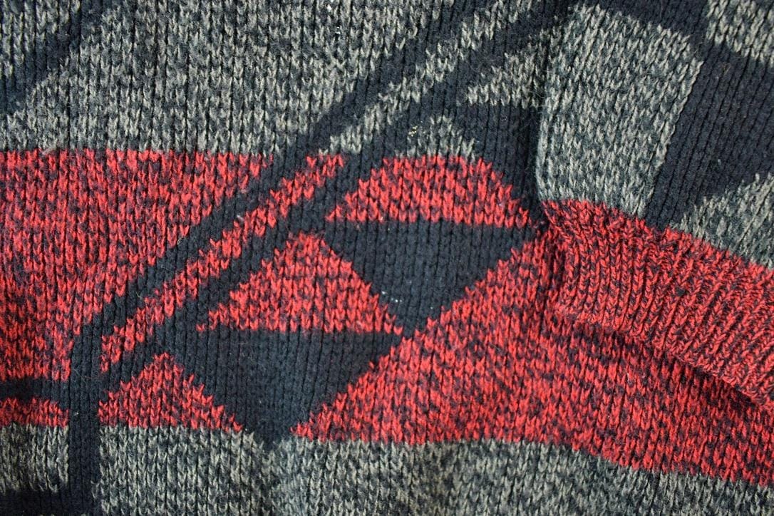 Vintage 1990s Knit Abstract Pattern Crewneck Sweater Mens Medium from propervintagecanada