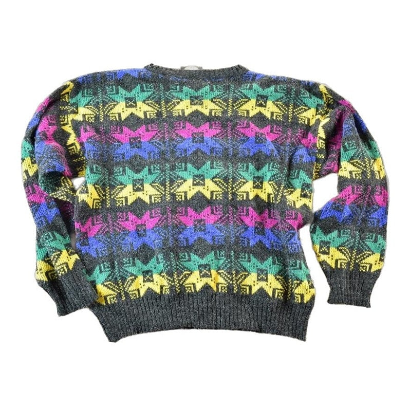 Vintage 1990s Knit Abstract Pattern Crewneck Sweater Mens Medium from propervintagecanada