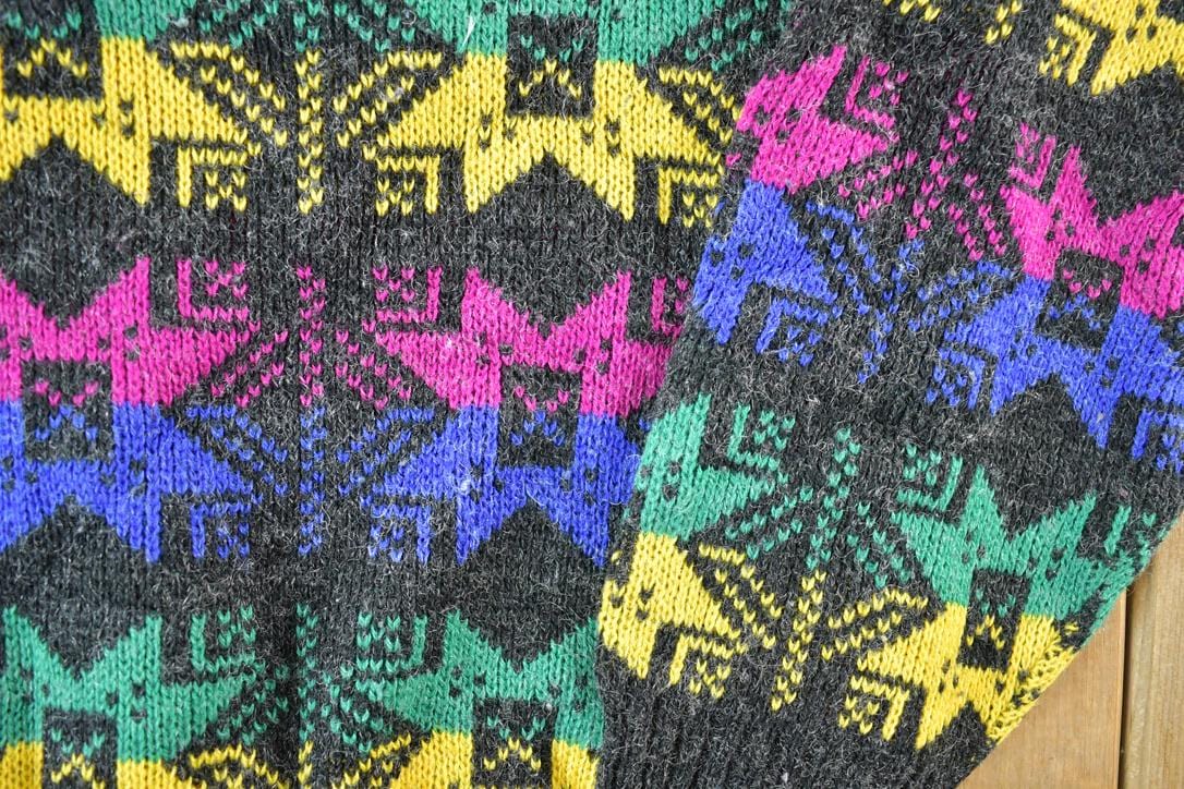 Vintage 1990s Knit Abstract Pattern Crewneck Sweater Mens Medium from propervintagecanada