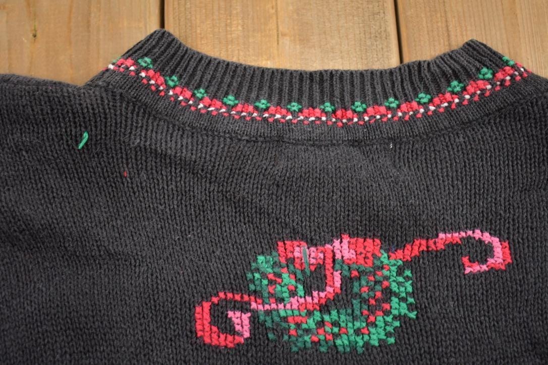 Vintage 1990s Knitted Christmas Crewneck Sweater Women's L from propervintagecanada