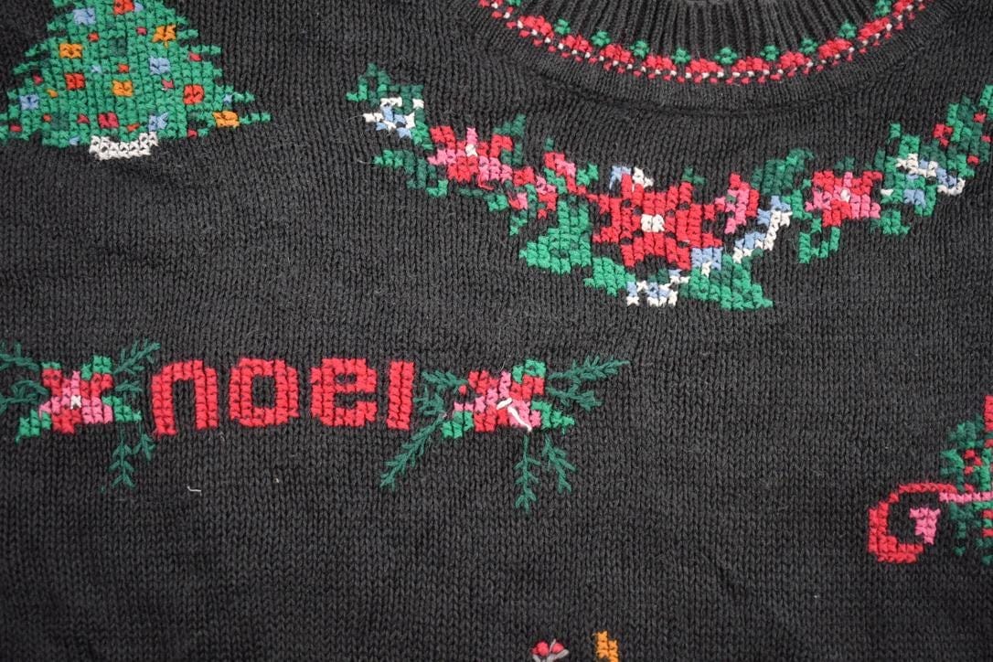 Vintage 1990s Knitted Christmas Crewneck Sweater Women's L from propervintagecanada