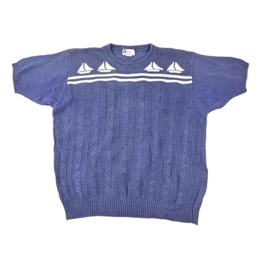 Vintage 1990s Kobe Nautical Cable Knit Crewneck Sweater Mens L from propervintagecanada