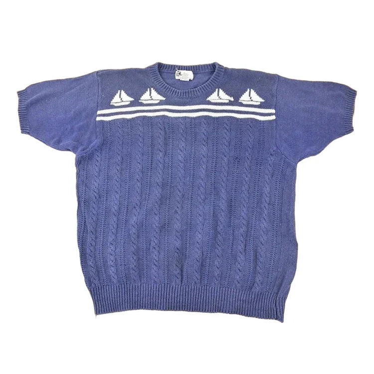 Vintage 1990s Kobe Nautical Cable Knit Crewneck Sweater Mens L from propervintagecanada