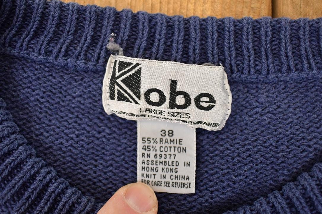 Vintage 1990s Kobe Nautical Cable Knit Crewneck Sweater Mens L from propervintagecanada