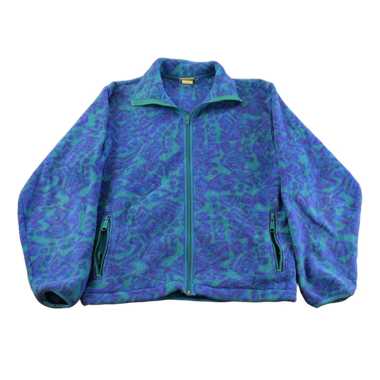 Vintage 1990s L.L. Bean All Over Print Full Zip Fleece Sweater Women's M from propervintagecanada