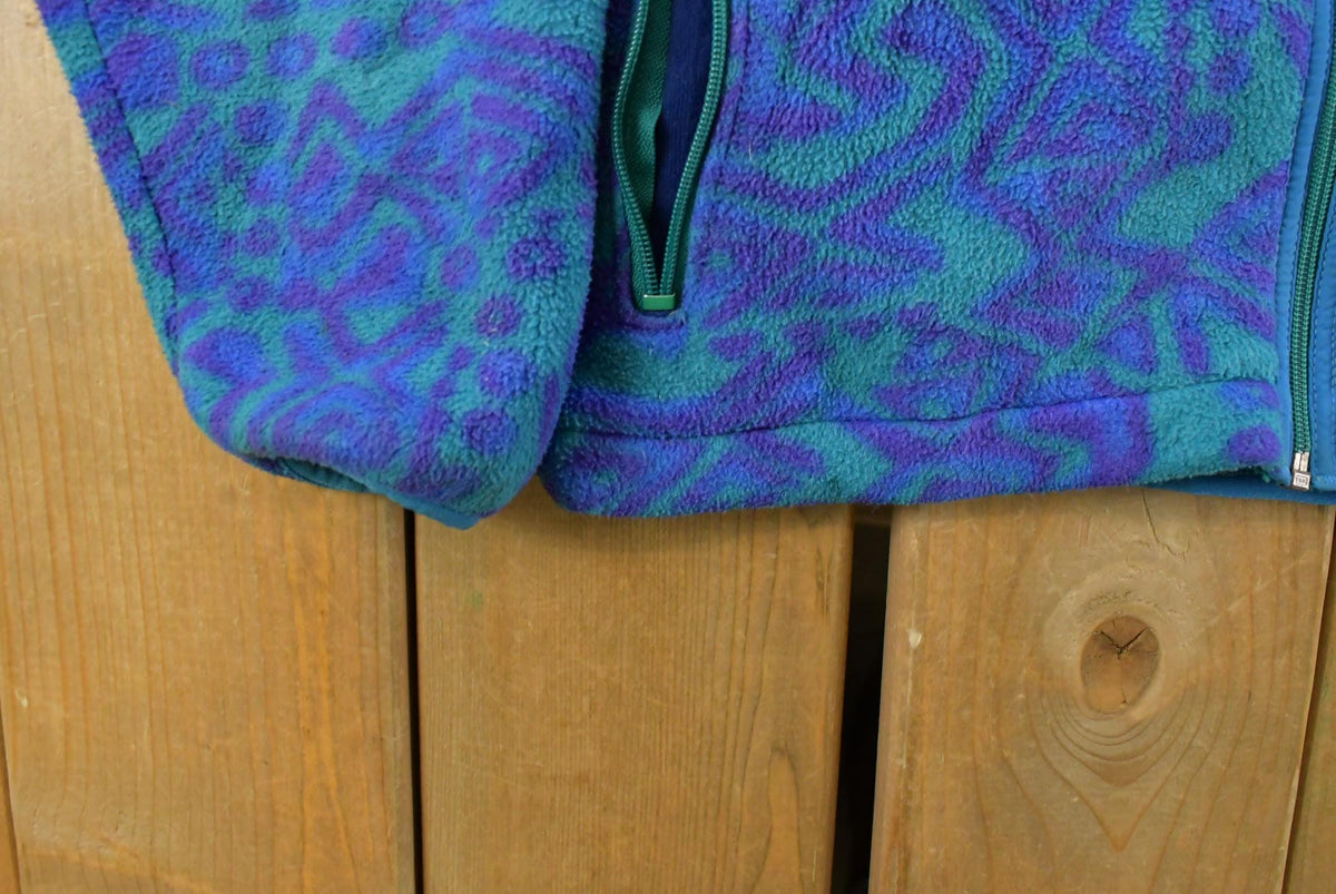 Vintage 1990s L.L. Bean All Over Print Full Zip Fleece Sweater Women's M from propervintagecanada