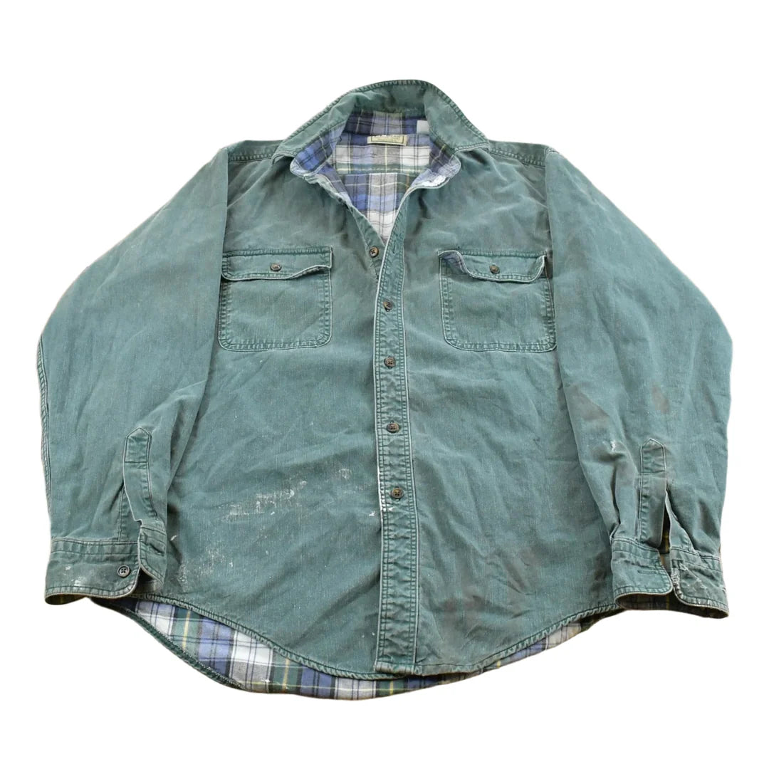 Vintage 1990s L.L. Bean Plaid Flannel Lined Button Up Shirt Men's M-L from propervintagecanada