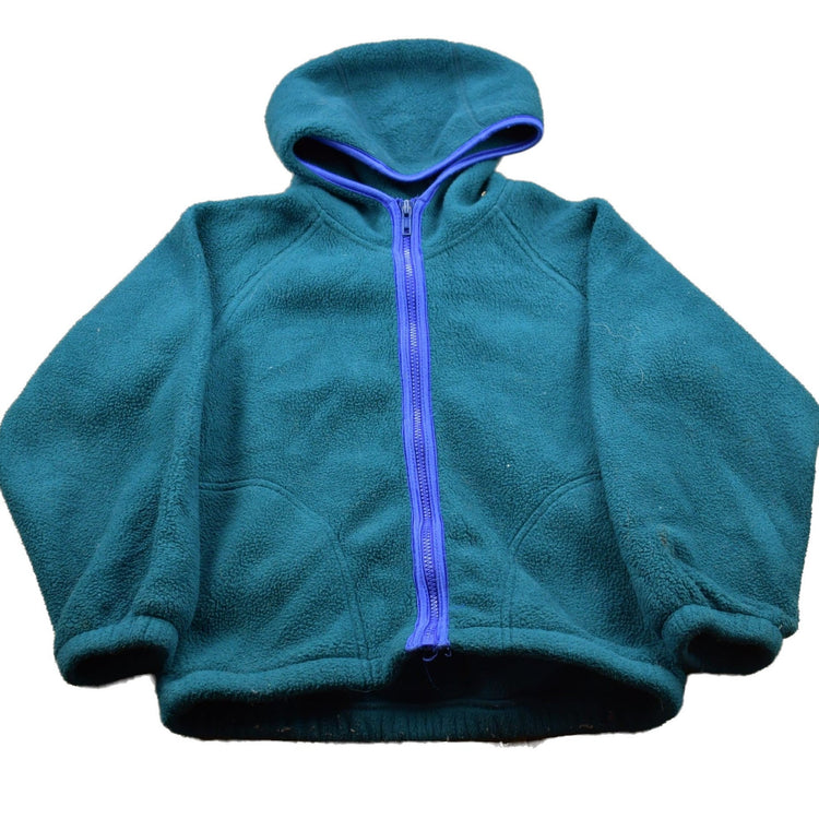 Vintage 1990s L.L. Bean Turquoise Fleece Hoodie Men's 2XS from propervintagecanada