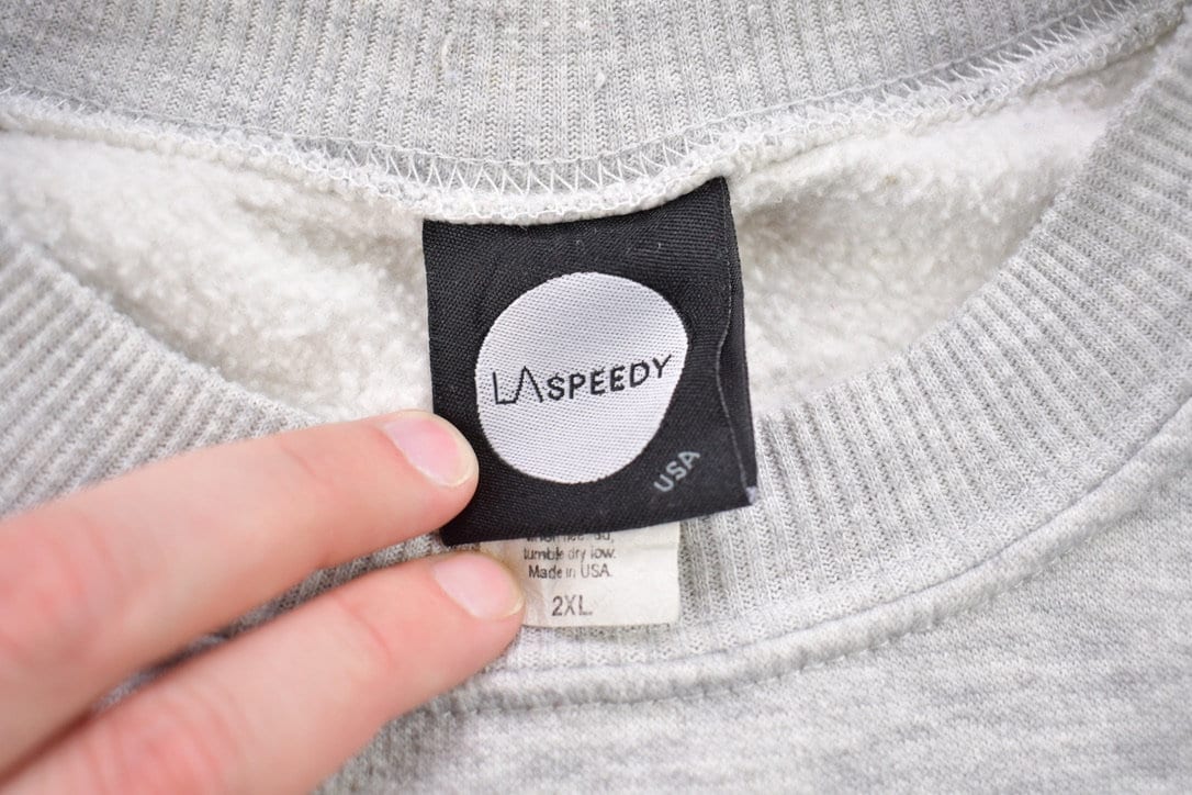 Vintage 1990s LA Speedy Blank Grey Crewneck Sweatshirt Men's 2XL from propervintagecanada