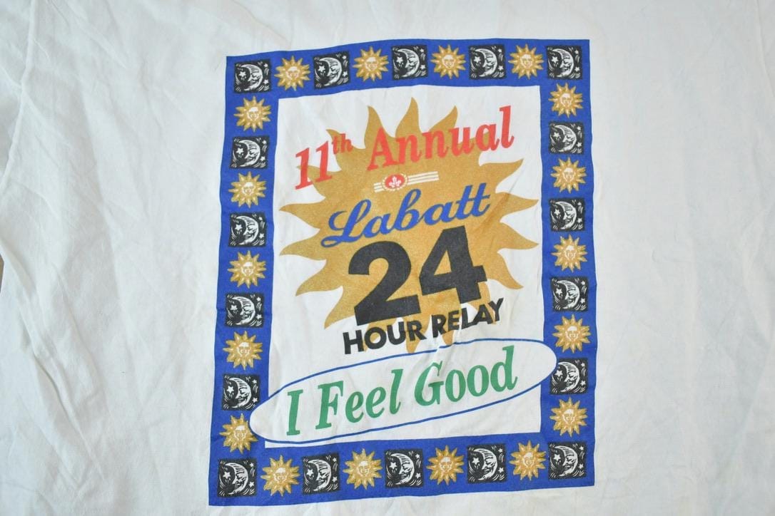 Vintage 1990s Labatt 24 Hr Relay Souvenir Single Stitch Graphic Print T-Shirt Men's XL from propervintagecanada