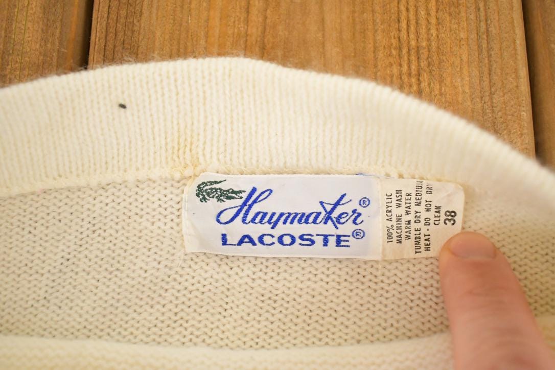 Vintage 1990s Lacoste Haymaker Knit Crewneck Sweater Women's M from propervintagecanada