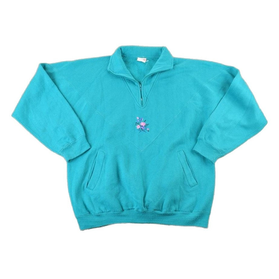 Vintage 1990s Lady Foot Locker Floral Quarter Zip Souvenir Crewneck Sweatshirt Men's Large from propervintagecanada