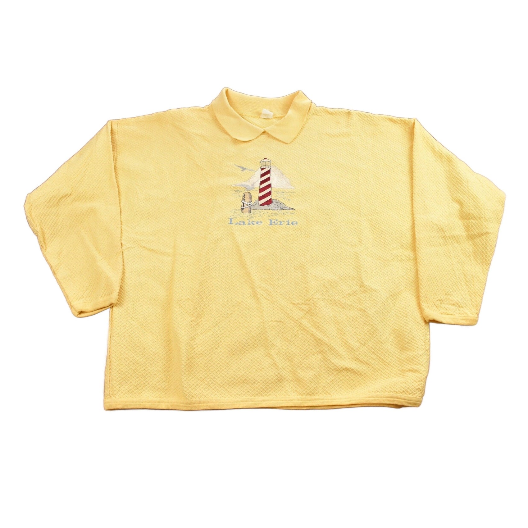 Vintage 1990s Lake Erie Lighthouse Collared Sweatshirt Women's XL from propervintagecanada