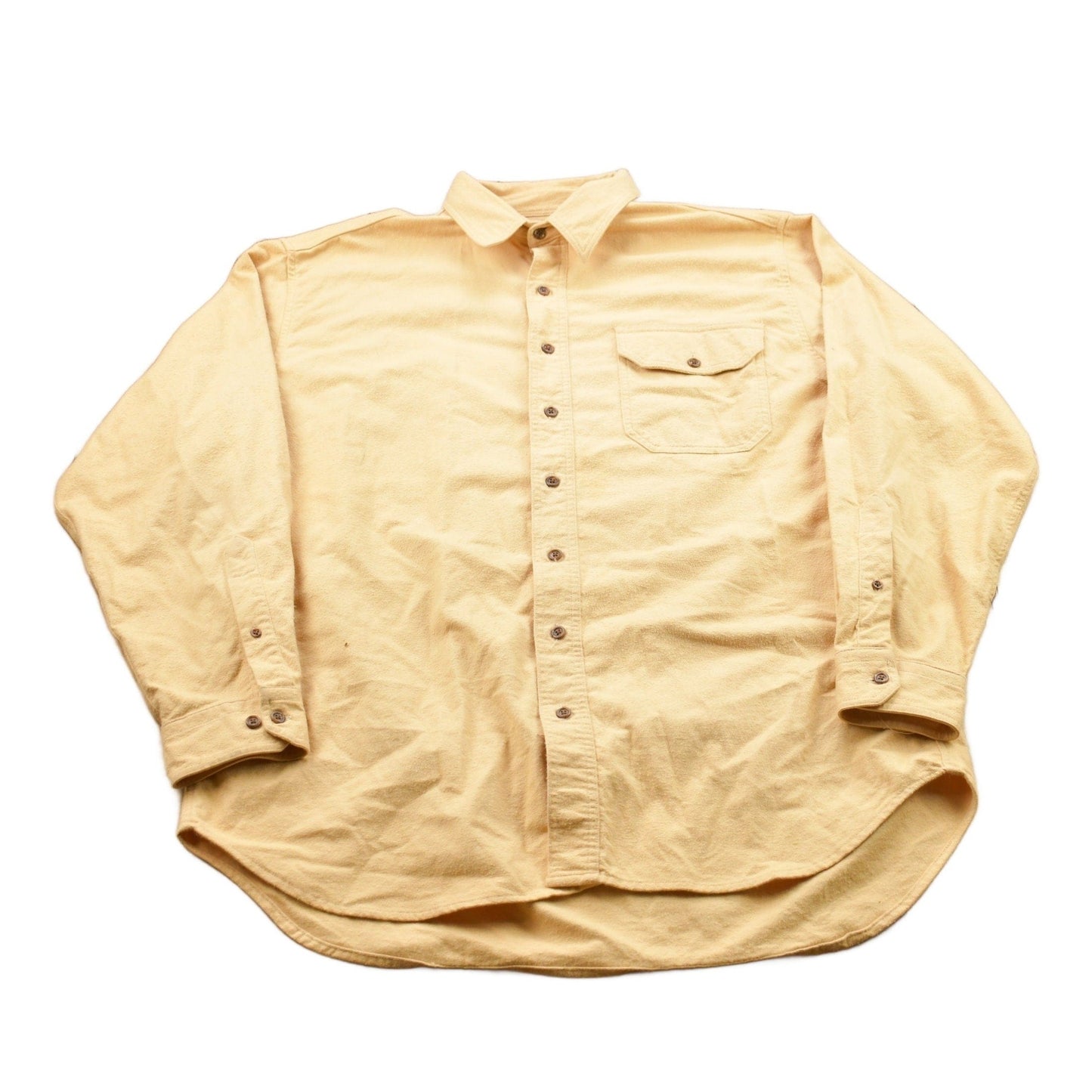 Vintage 1990s Land's End Blank Yellow Button Up Shirt Men's 2XL from propervintagecanada