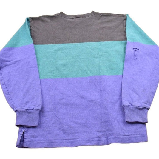Vintage 1990s Lands' End Color Block Striped Crewneck SweatshirtMen's Medium from propervintagecanada