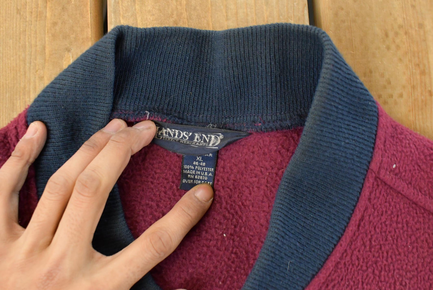 Vintage 1990s Lands End Fleece Snap On Sweater Jacket Men's XL from propervintagecanada