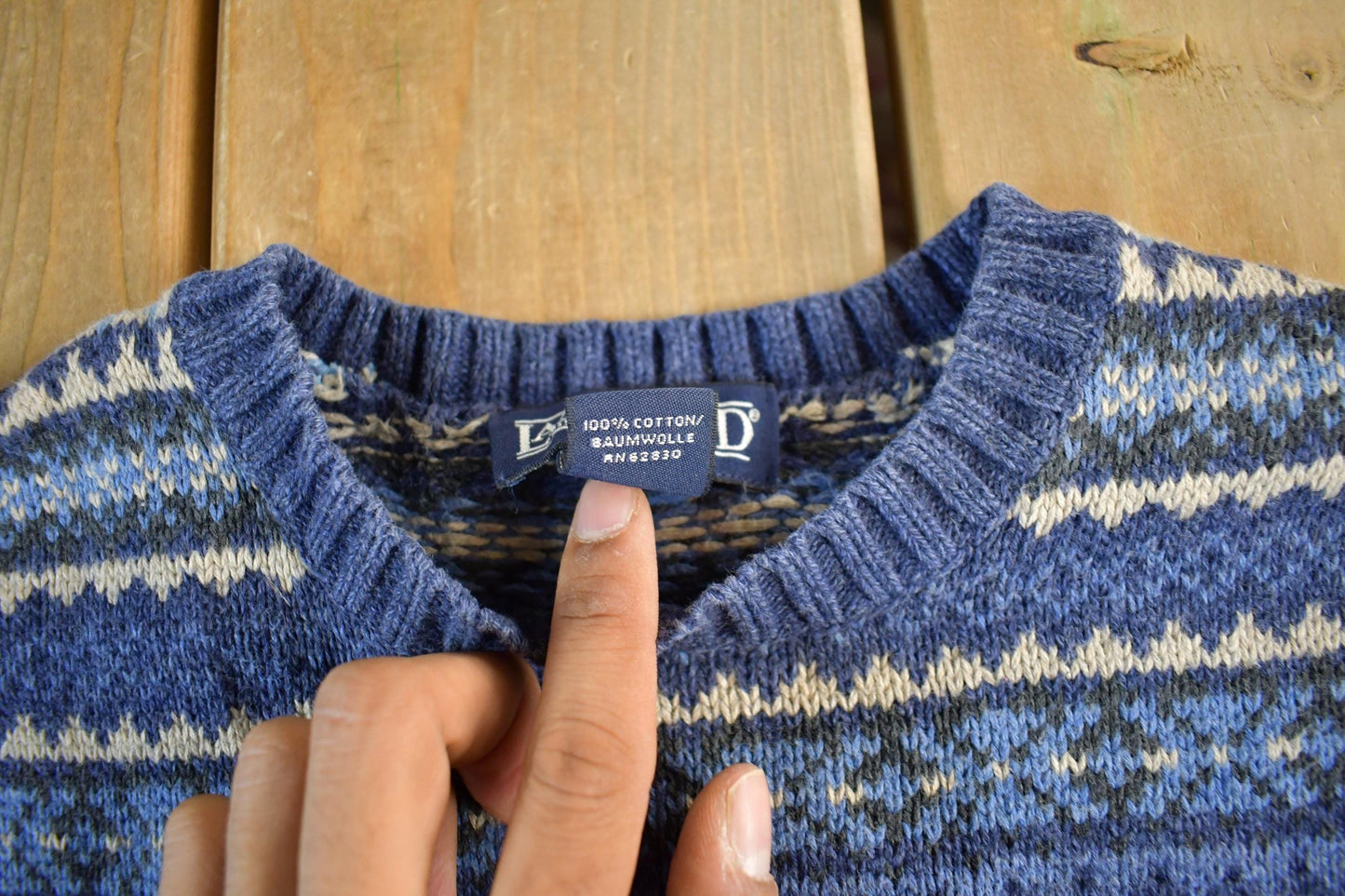 Vintage 1990s Lands' End Knit Abstract Pattern Crewneck Sweater Women's Small from propervintagecanada