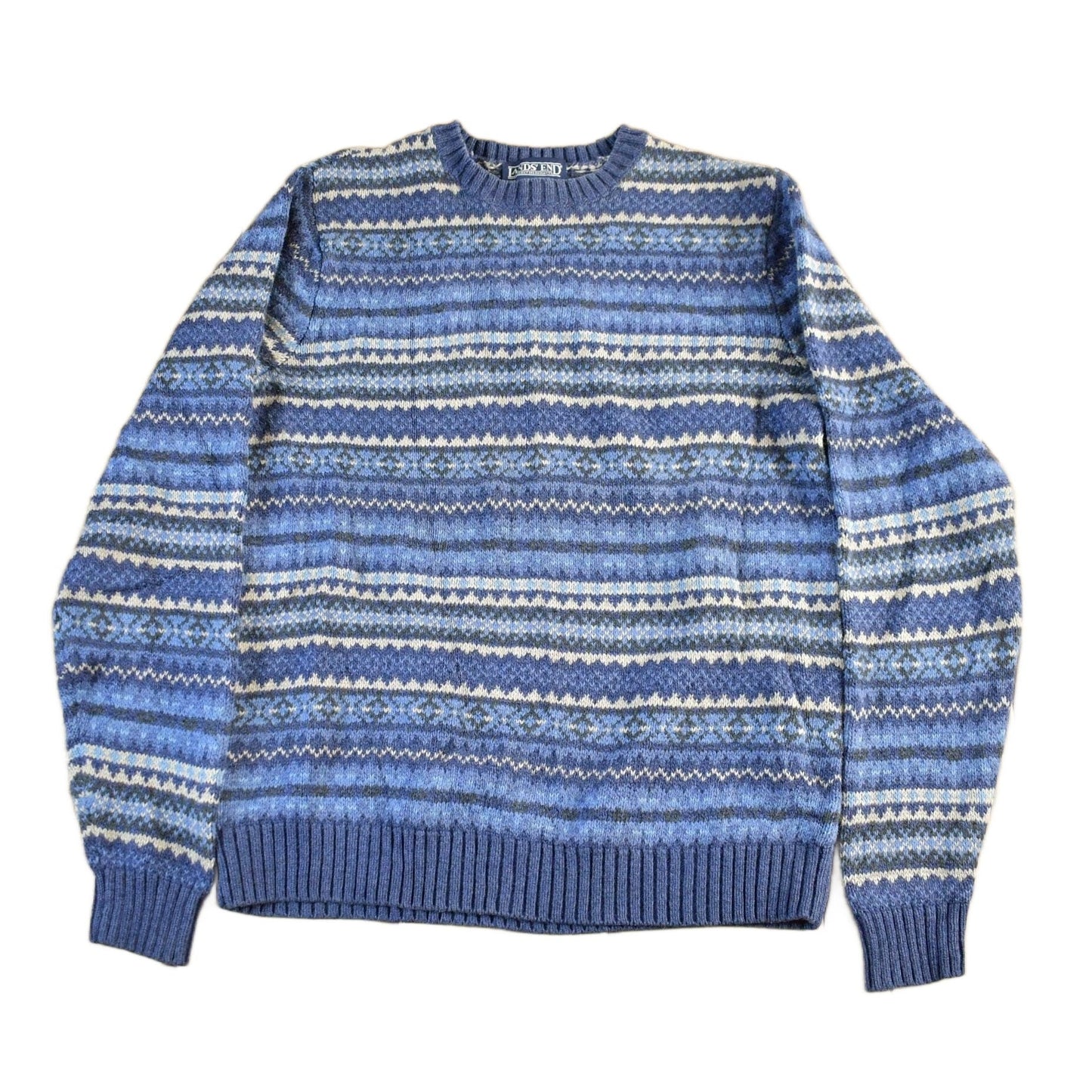 Vintage 1990s Lands' End Knit Abstract Pattern Crewneck Sweater Women's Small from propervintagecanada