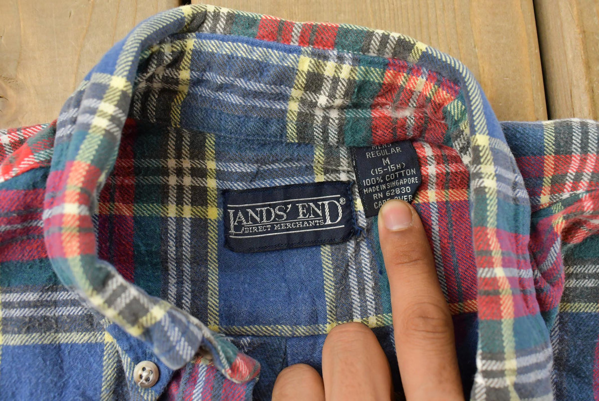 Vintage 1990s Lands End Plaid Flannel Shirt Men's Medium from propervintagecanada